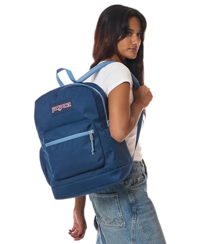 JanSport Cross Town Plus Backpack - Large Main Compartment, Side Water Bottle Pocket, 15-Inch Padded Laptop Sleeve - Color Blocked - Navy - color: Color Blocked Navy/Elemental Blue/Ele