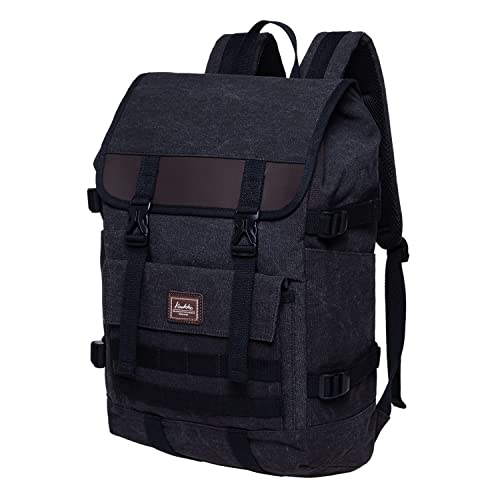 KAUKKO Laptop Backpack for Unisex, Casual Daypack Fits 15.6" Laptop (18-CANVAS BLACK) - color: 18-canvas Black