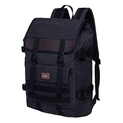 KAUKKO Laptop Backpack for Unisex, Casual Daypack Fits 15.6" Laptop (18-CANVAS BLACK) - color: 18-canvas Black
