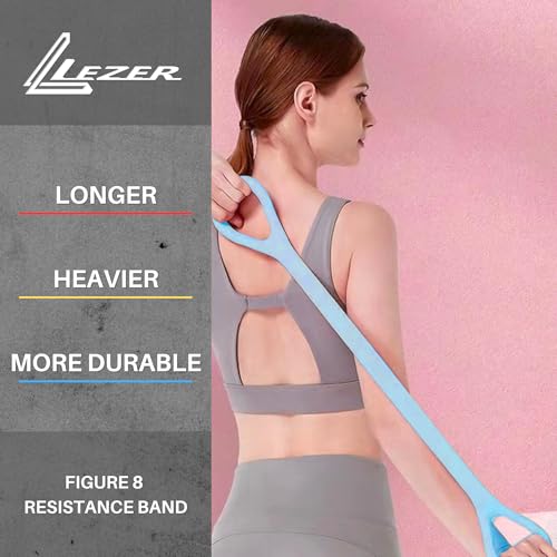 LEZER Figure 8 Resistance Band, Fitness Elastic Rope, Execrise Workout for Arm, Back, Chest and Shoulder, Yoga, Pilates, Stretching, Physical Therapy Equipment - style: Blue；20 lbs