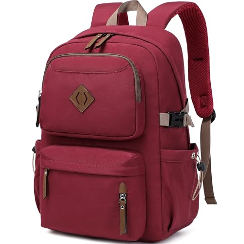 AO ALI VICTORY laptop backpack 15.6 inch anti theft travel backpacks for men and women large college bookbag work business daypack middle high school bag for girls boys teens students red - color: Red