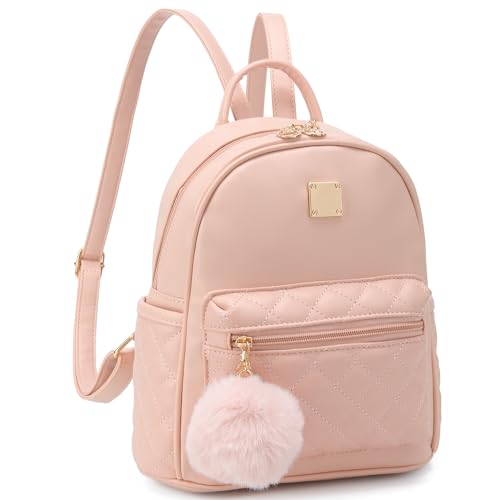 Girls Fashion Mini Backpack Purse Small Cute Plaid Leather Women Backpacks Little Bag (Pink) - color: Pink