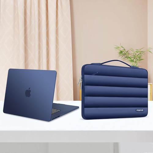 MOSISO Compatible with MacBook Air 15 inch Case M5 2026 M4 2025 M3 2024 M2 2023 A3448 A3241 A3114 A2941, Plastic Hard Shell Case&Puffy Sleeve Bag&Keyboard Skin&Webcam Cover&Screen Film, Midnight Blue - color: Midnight Blue