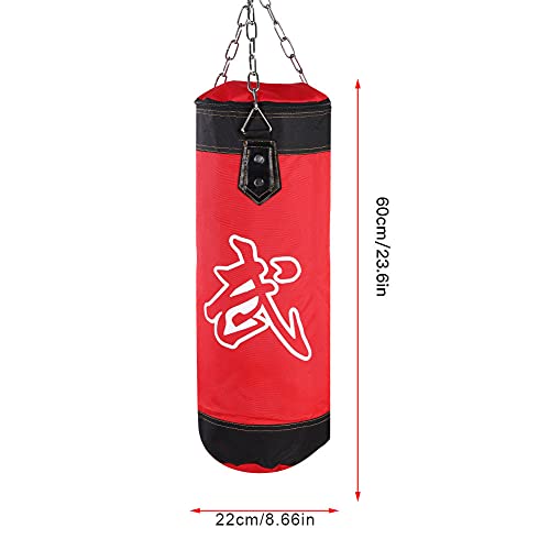 Bnineteenteam Workout Exercise Sandbags, Heavy Duty Fitness Sandbag Empty Sandbags Filler Bag Kick Punching Sand Bag Training Bag for Boxing Karate Punching(60CM-red)