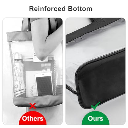 Clear Tote Bag Stadium Approved 12x6x12 12x12x6 Clear Bag for Stadium Events 12 x6 x12 Transparent Purse 12 x 6 x 12 - color: Black