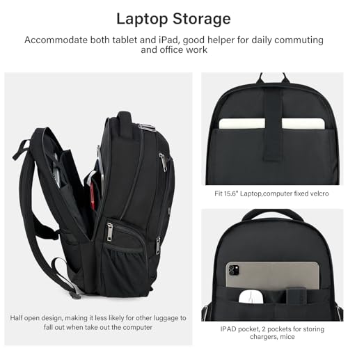 MILADA Travel Backpack For Men Laptop Backpack Women Business Carry On Backpack Airline Approved Fits 16.5 Inch Laptop Bag Work Backpack, Black - color: Black
