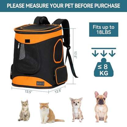 Petsfit Dog Backpack Carrier with Upgrade Waist Cushion Design to Better Fit The Waist, Suitable for Small and Medium Dogs Cats, and Rabbits up to 18 Pounds - color: AOrange