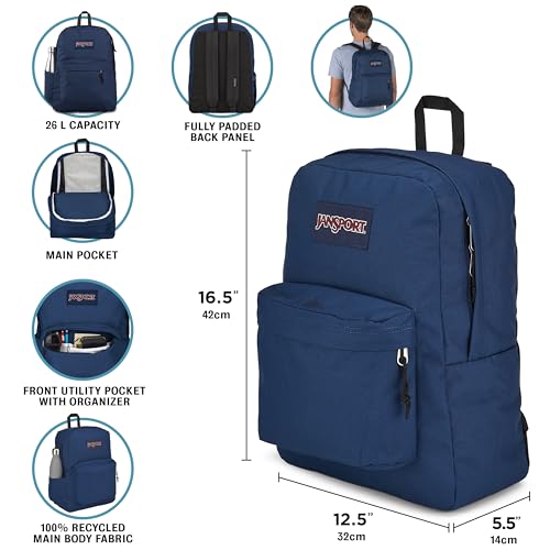 JanSport SuperBreak Plus Backpack with Padded 15-inch Laptop Sleeve and Integrated Bottle Pocket - Spacious and Durable Daypack for Work and Travel - Basic Brown - color: Basic Brown
