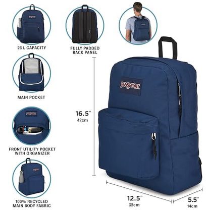 JanSport SuperBreak Plus Backpack with Padded 15-inch Laptop Sleeve and Integrated Bottle Pocket - Spacious and Durable Daypack for Work and Travel - Electric Azul - color: Electric Azul