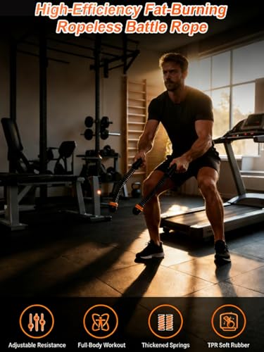 Battle Ropes Ropeless Cordless Portable Battle Ropes Sticks at Home Workout Equipment Gym Equipment Weights Rope Ropeless Jump Rope Home Arm Workout Homes for Men Women