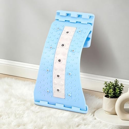 Lumbar Back Stretcher - Curved 4 Level Adjustable with Massage Points - Lumbar Support Board,for Home Gym Yoga Studio Office Car Bedroom Living Room - color: Blue