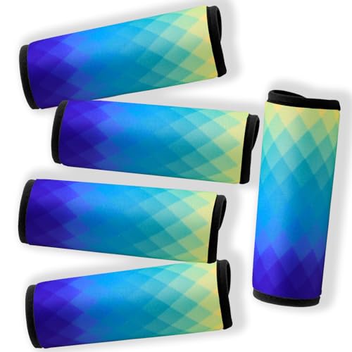 5 Pack Neoprene Luggage Handle Wraps Bright Luggage Tags/Identifiers/Marker/Grips Travel Accessories for Airplane/Flying/Luggage (Check(Blue)) - color: Check(Blue)
