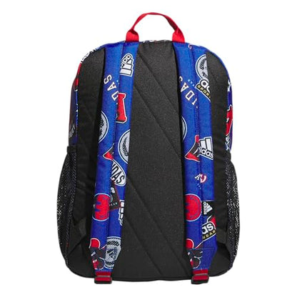 adidas Ready Small Backpack for women and men, durable laptop bag for work - color: Rec League Team Royal Blue/White/Better Scarlet