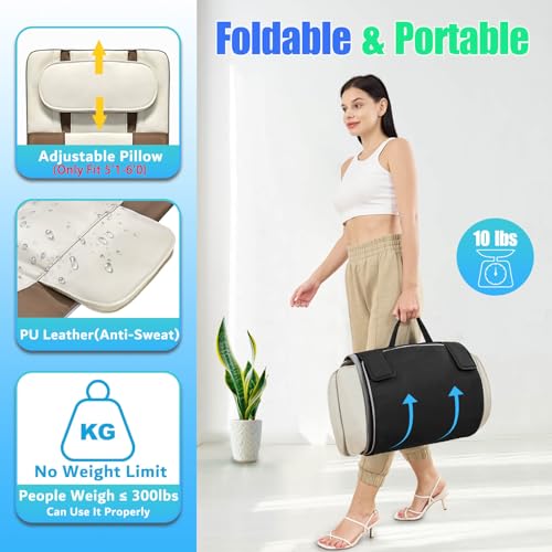 Full Body Massage Mat, 3D Body Stretching & Lumbar Traction, Back Heating, Traction Up & Down, Curve Stretch, Twist Left & Right, 4 Modes 3 Intensities 3 Heat Levels, PU Leather, Foldable, Fit 5'1-6'0 - color: Brown