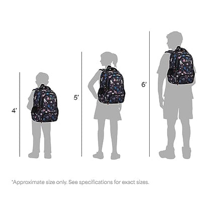 MYGOO Boys School Backpack Doubleday Astro Black Bookbag for Elementary Middle School Ages 5-12, 17 inch Large Capacity 24L Kids Student Travel Bags - color: Doubleday Astro Black