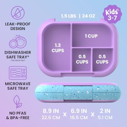 Bentgo Chill Kids Leakproof Lunch Box - 4-Compartment Bento Box with Built-In Ice Pack, 3.3 Cup Capacity, BPA-Free, Microwave & Dishwasher Safe Tray, Ages 3–7 (Vivid Orchid) - color: Confetti Edition - Vivid Orchid