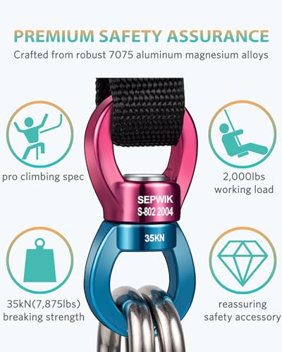 Swing Swivel, 35KN Swing Spinner, 360° Safety Rotational Device Hanging Accessory for Hanging Hammock, Web Tree Swing, Aerial Dance, Children's Swing - color: Red Blue