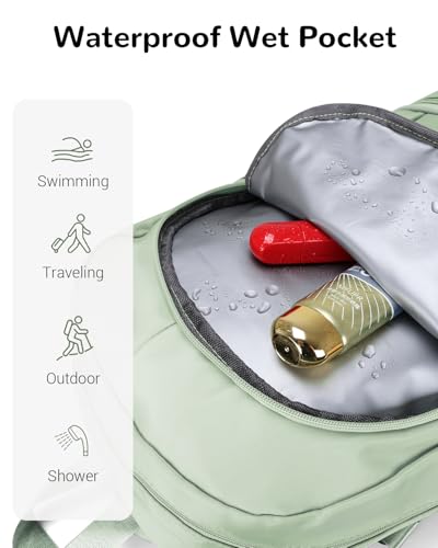 28L Small Gym Backpack with Shoe Compartment for Men Women, Waterproof Sports Backpack with Wet Pocket, Green - color: Green
