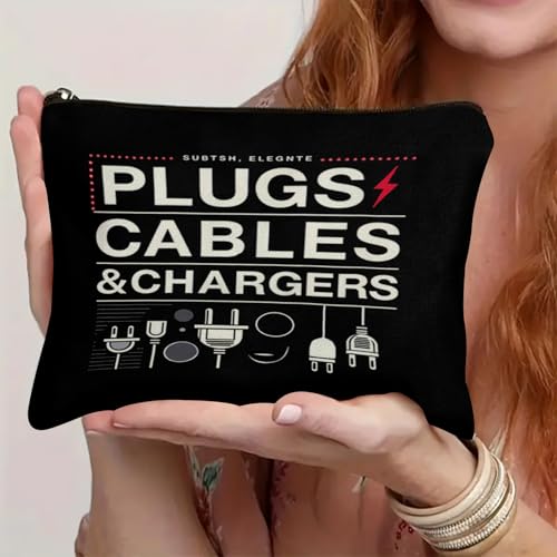 Plugs Cables & Chargers - Makeup Bag for Women Travel - Zipper Cosmetic Storage Bag with Vibrant Designs, Soft Fabric & Multi-Use Functionality (Gift for Birthdays, Graduation, Christmas) (Style E) - style: Style E