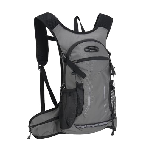 Keenso Outdoor Hiking Backpack Breathable Water Bladder Backpack 47x59x12cm Versatile Storage Multi Activity Hydration Pack for Camping Hiking Riding Adults - color: Gray