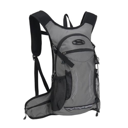 18L Hydration Backpack, Lightweight Breathable Hiking Backpack with Water Bag Compartment and Reflective Strips, for Camping Running Biking Commuting - color: Gray