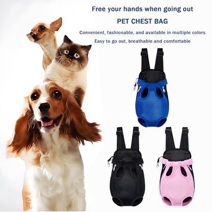 Pet Carrier Backpack, Adjustable Pet Front Carriers for Small Medium Dogs Cats 5-18 Lbs, Legs Out, Dog Cat Carrier Backpack for Hiking,Camping,Traveling,Cycling (Blue, Medium（Fit:5-10lb）)