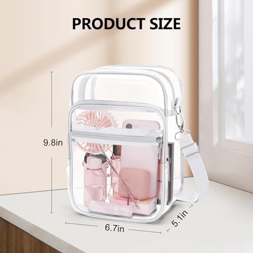 Blvornl Clear Crossbody Bag with Adjustable Shoulder Strap, Stadium Approved PVC Purse Bag, Messenger Bag - color: White, size: Large