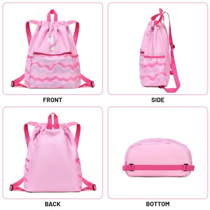 Waterproof Drawstring Bag, Drawstring Backpack, Gym Bag Sackpack Sports Backpack for Women Girls Cute Panda Pink - color: Panda Pink