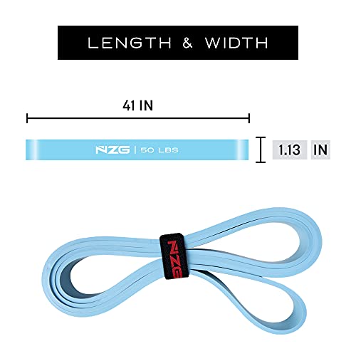 NonZero Gravity 100% Latex-Free Organic Rubber Power Resistance Bands | Compact Durable Hypoallergenic Bands for Strength Training & Workouts | 11 Levels (10 to 140 Lbs) - color: 4. Blue-50 lb