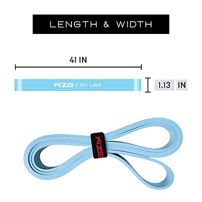 NonZero Gravity 100% Latex-Free Organic Rubber Power Resistance Bands | Compact Durable Hypoallergenic Bands for Strength Training & Workouts | 11 Levels (10 to 140 Lbs) - color: 4. Blue-50 lb