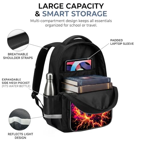 Fire Truck Backpack for Boys Kids, 3D Reflective Firefighter School Bag, Durable 600D Polyester Bookbag with Dual Zippers for School & Outdoor Use, 17 Inch - color: Fire Truck