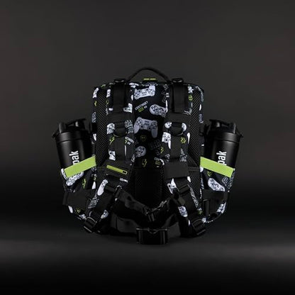 WOLFpak 25L Athletic Gym Backpack (Game Over) Durable 1000D Waterproof Oxford Material w/MOLLE Webbing, Laptop Pocket & Dual Cup Holders, Durable Fitness/Travel/Military Daypack - color: Game Over