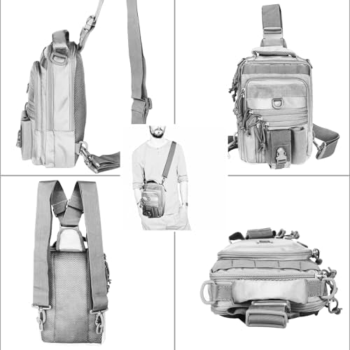 DegeTMVe Dual Pistol Holster Chest Bag Concealed Carry Sling Crossbody Tactical Gun Convertible Backpack Shooting Hunting - color: Grey