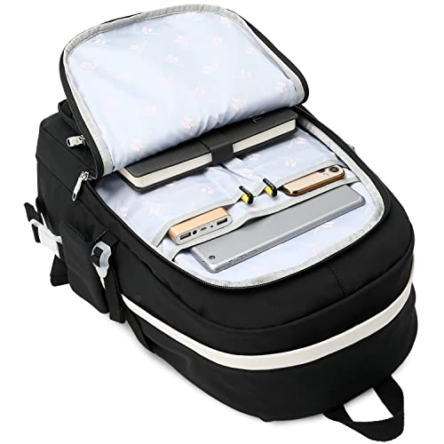 Classic Diamond School Backpack for Girls Laptop Backpack Cute Bookbag Kawaii College Backpack School Backpacks for Teens Girls Student (Black) - color: Black