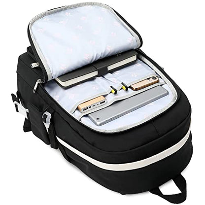 Classic Diamond School Backpack for Girls Laptop Backpack Cute Bookbag Kawaii College Backpack School Backpacks for Teens Girls Student (Black) - color: Black
