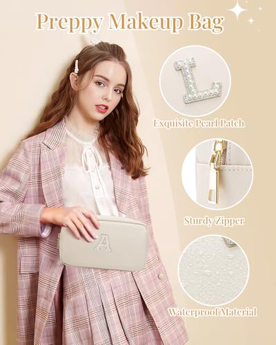 VLANDO Valentine Gifts, Travel Makeup Bag Makeup Pouch Personalized Gift for Women Teen Girls Ideal Gifts for Birthday Wedding Travelers Gifts for Women A - color: 03-White-A