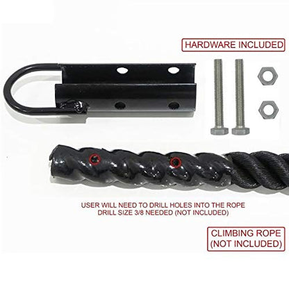 2Pcs Climbing Rope Clamp, 2.0” Rope Attachment Hook Accessories, Rope Clasp for Rope Climb, Climbing Training Garage Home Gym Workout Fitness Strength Training (2.0" 2PCS Black)