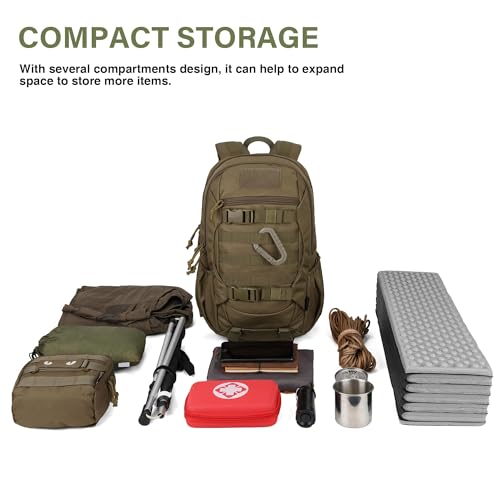 Mardingtop Small Tactical Molle Backpack for Men, 18L EDC Motorcycle Backpack,Hiking Daypack - color: Khaki