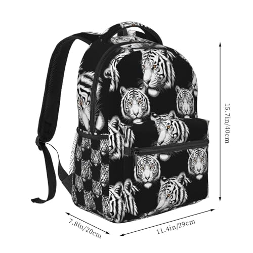 Commuter Laptop Backpack Animal Tiger Black Art, Lightweight Water Resistant Daypack with Inner Pocket for Work, Office - color: Pattern (737)