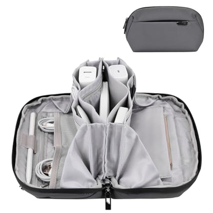 Electronics Cord Organizer Travel Case, Charger Pouch, Tech Accessories Carrying Bag (Dark Grey)