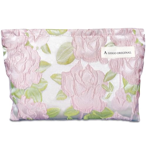 STARDW Cute Floral Makeup Bag Organizer Travel Cosmetic Pouch for Women - color: Embossed Rose