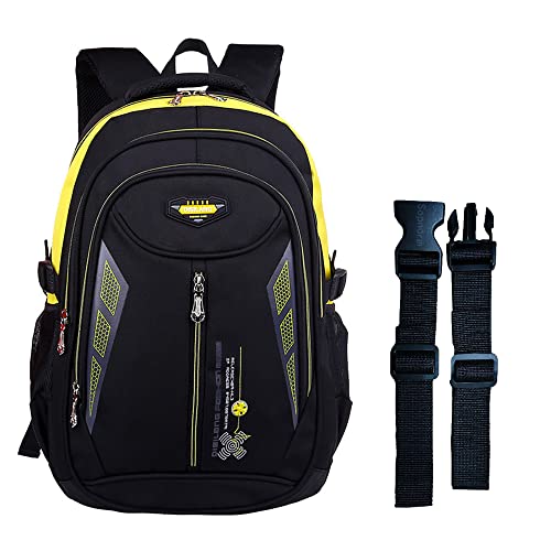 Kids Backpack,Boys Bookbag for Elementary Middle School,Color Blocking Student Bag,Sturdy Travel Daypack - color: Yellow
