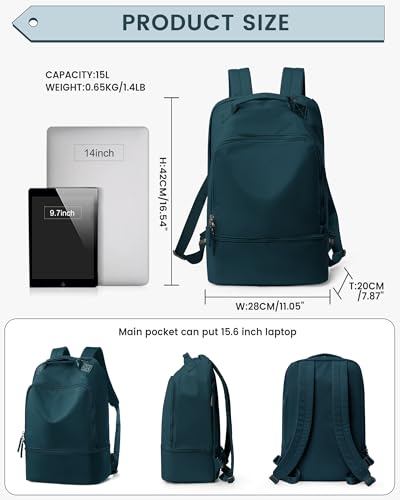 Gym Backpack for Women, Gym Bag with Shoe Compartment, Water Resistant Lightweight Sports Yoga Travel Backpack with Wet Pocket,Cheer Backpack,Blue - color: C3-peacock Blue