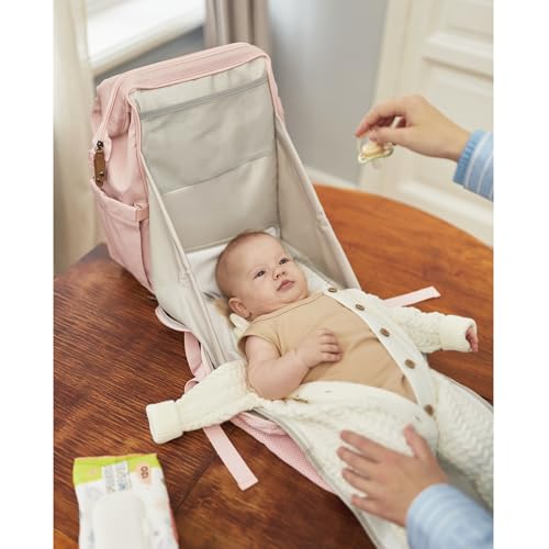 Diaper Bag Backpack, Multifunction Diaper Bag with Changing Pad, Baby Diaper Bags for Boys Girls, Stylish Large Capacity Travel Backpack for Moms Dads, Baby Shower Gifts,Unisex – Pink - color: Light Pink