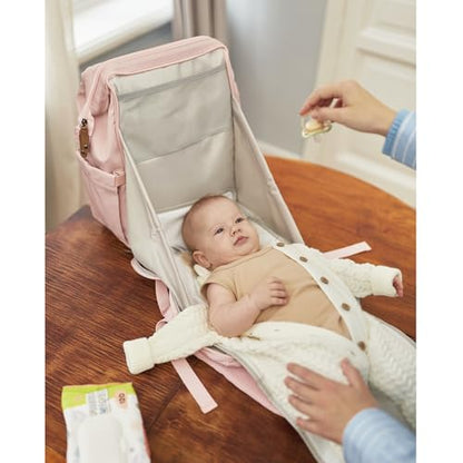 Diaper Bag Backpack, Multifunction Diaper Bag with Changing Pad, Baby Diaper Bags for Boys Girls, Stylish Large Capacity Travel Backpack for Moms Dads, Baby Shower Gifts,Unisex – Pink - color: Light Pink