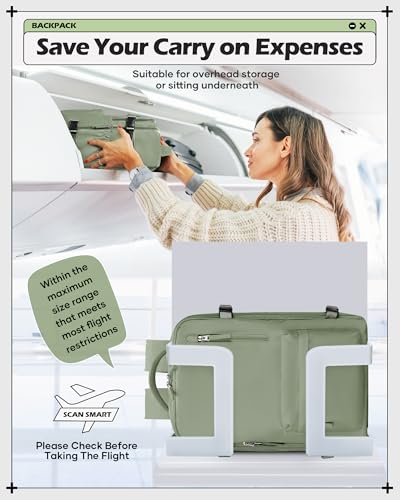 winspansy Travel Backpack for Women Men Essentials Carry on Luggage Flight Approved Personal Item Travel Bag Work Laptop Backpack Waterproof Weekender Bags for Women Mochila de Viaje Green - color: B6-green-no Vacuum Bag