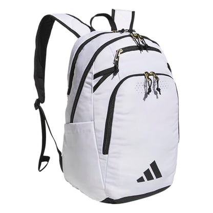 adidas Defender 5 Backpack for Sports, Gym, School and Travel, 33L, White/Gold Metallic/Black, OSFA - color: White/Gold Metallic/Black