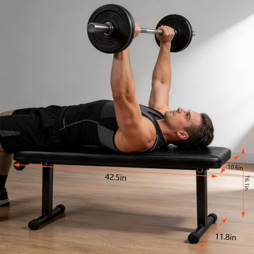 Flat Weight Bench, Foldable Flat Bench, for Multi-Purpose Weight Training, Sturdy Strength Training Workout Bench, Space-saving Bench Press Flat Exercise Bench, for Home Gym