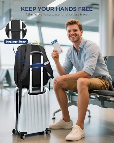 Ponhog 17 Inch Laptop Backpack for Men Black - color: A-black, size: 17 Inch