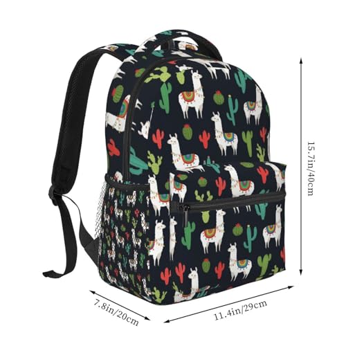 Commuter Laptop Backpack Llama Alpaca Cactus, Lightweight Water Resistant Daypack with Inner Pocket for Work, Office - color: Pattern (225)